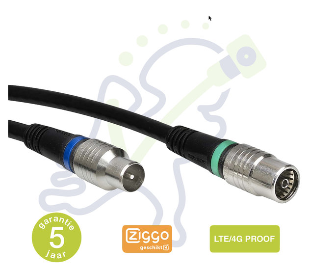 Technetix RLA ++ coax kabel 5m Ziggo geschikt gecertificeerd 