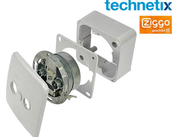 Technetix TRAS2000-S tweegats wandcontactdoos Ziggo geschikt 4G Proof