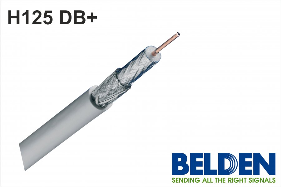 Belden H125 DB+ coax kabel wit rol 100m