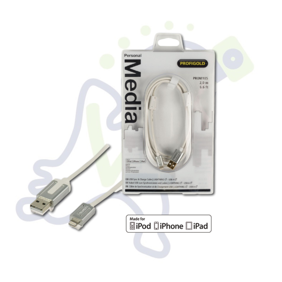 Profigold PROM105 Apple Lightning USB data en oplaadkabel 2m