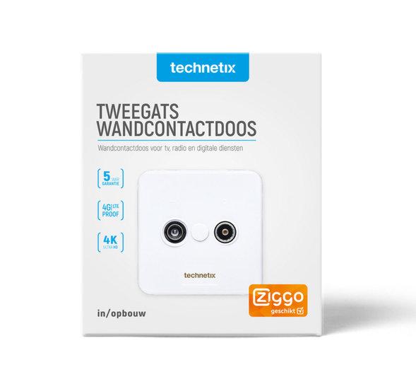 Technetix TRAS2000-S tweegats wandcontactdoos Ziggo geschikt 4G Proof