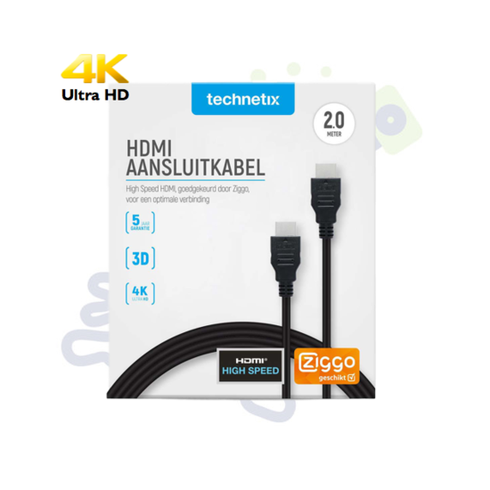 Technetix High Speed HDMI kabel Ziggo gecertificeerd 2m