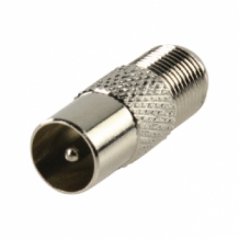 Adapter coax IEC male - F-connector female hoge kwaliteit
