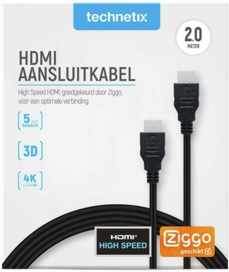 Technetix HDMI kabel Ziggo gecertificeerd 2m