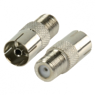 Adapter coax IEC female - F-connector female hoge kwaliteit